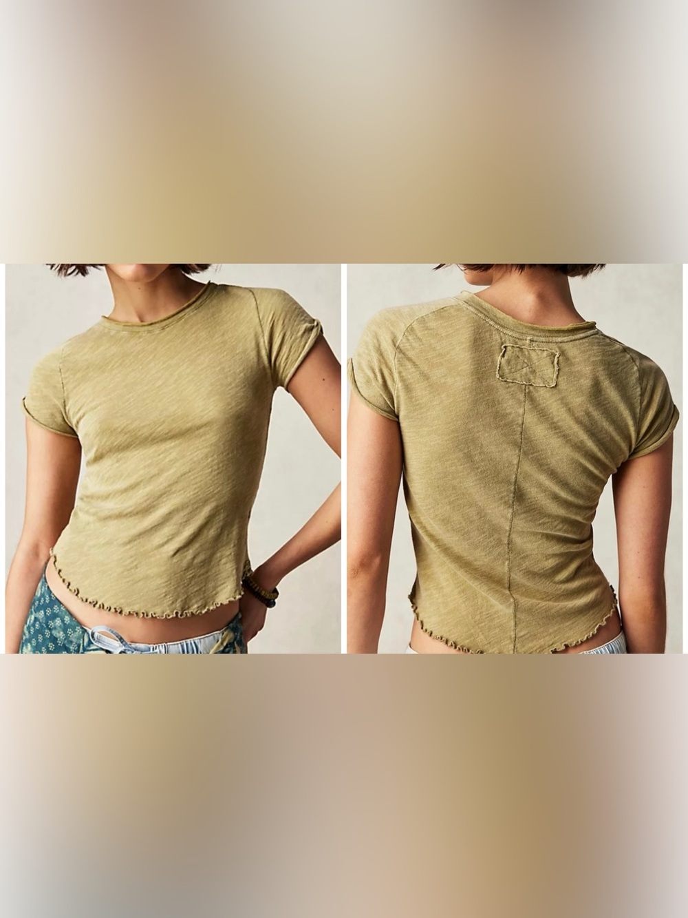 NWOT Free People We the Free Be my Baby Tee - palm leaf light green - XS, XL